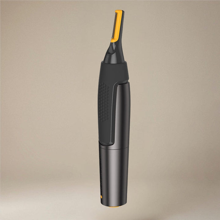 Elegant sort EdgeTrim præcisionstrimmer med indbygget LED-lys. Ergonomisk og rejsevenlig til mænds grooming.