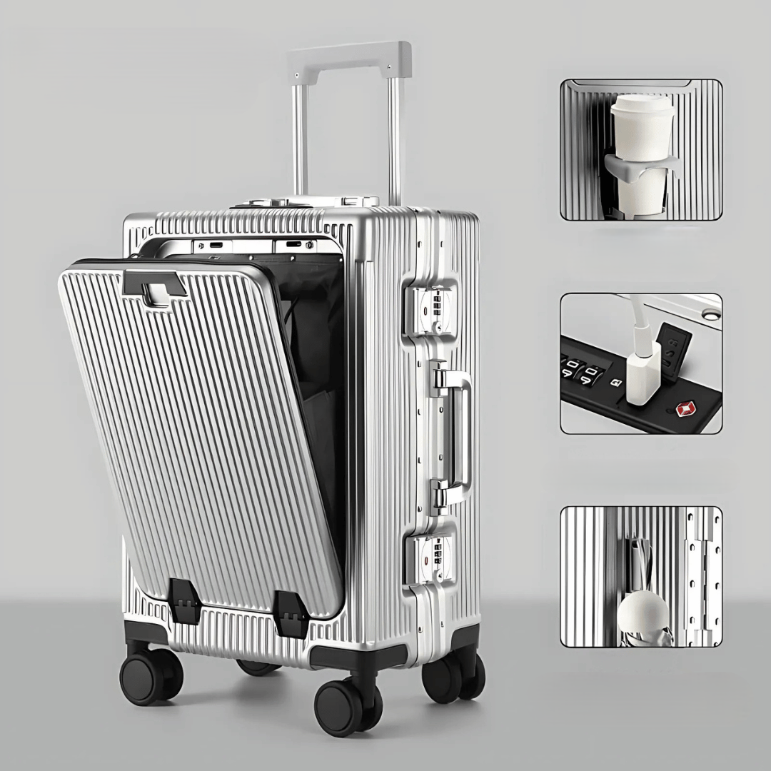 Premium sort polycarbonat rejsekuffert. Hård kabinekuffert med TSA-lås, ideel håndbagage til erhvervsrejser.