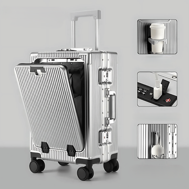 Premium sort polycarbonat rejsekuffert. Hård kabinekuffert med TSA-lås, ideel håndbagage til erhvervsrejser.