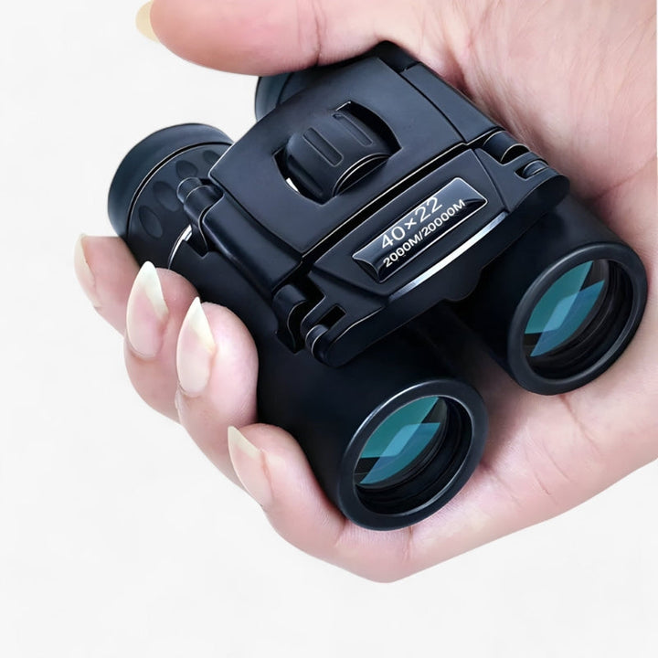 Sort HD-kikkert til fuglekiggeri og vandreture. Klar optik for skarpe udendørs udsigter, bærbar.