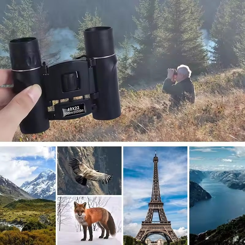 Sort udendørs kikkert med HD-klarhed. Perfekt til vandreture, sport og detaljeret fuglekiggeri. Kvalitetsoptik.