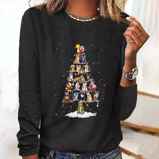 Sort langærmet t-shirt til kvinder i elegant, moderne design. Perfekt til hverdag og alsidig mode.