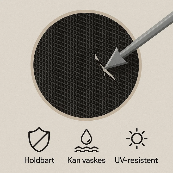Robust polyester myggenet i hvid, beskytter hjemmet mod insekter året rundt.