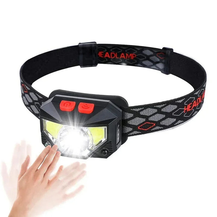 Alsidig USB LED pandelampe med sensor. Perfekt til fiskeri, camping, vandring og nødsituationer.