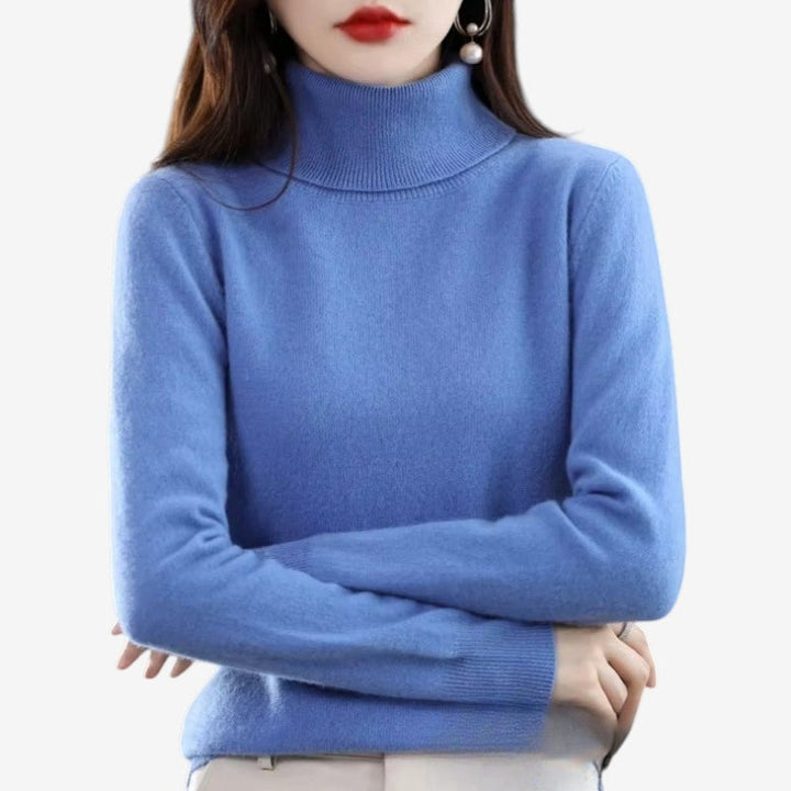 Sort slim fit rullekravetrøje til kvinder. Elegant langærmet trøje, perfekt til hverdag & kontor.