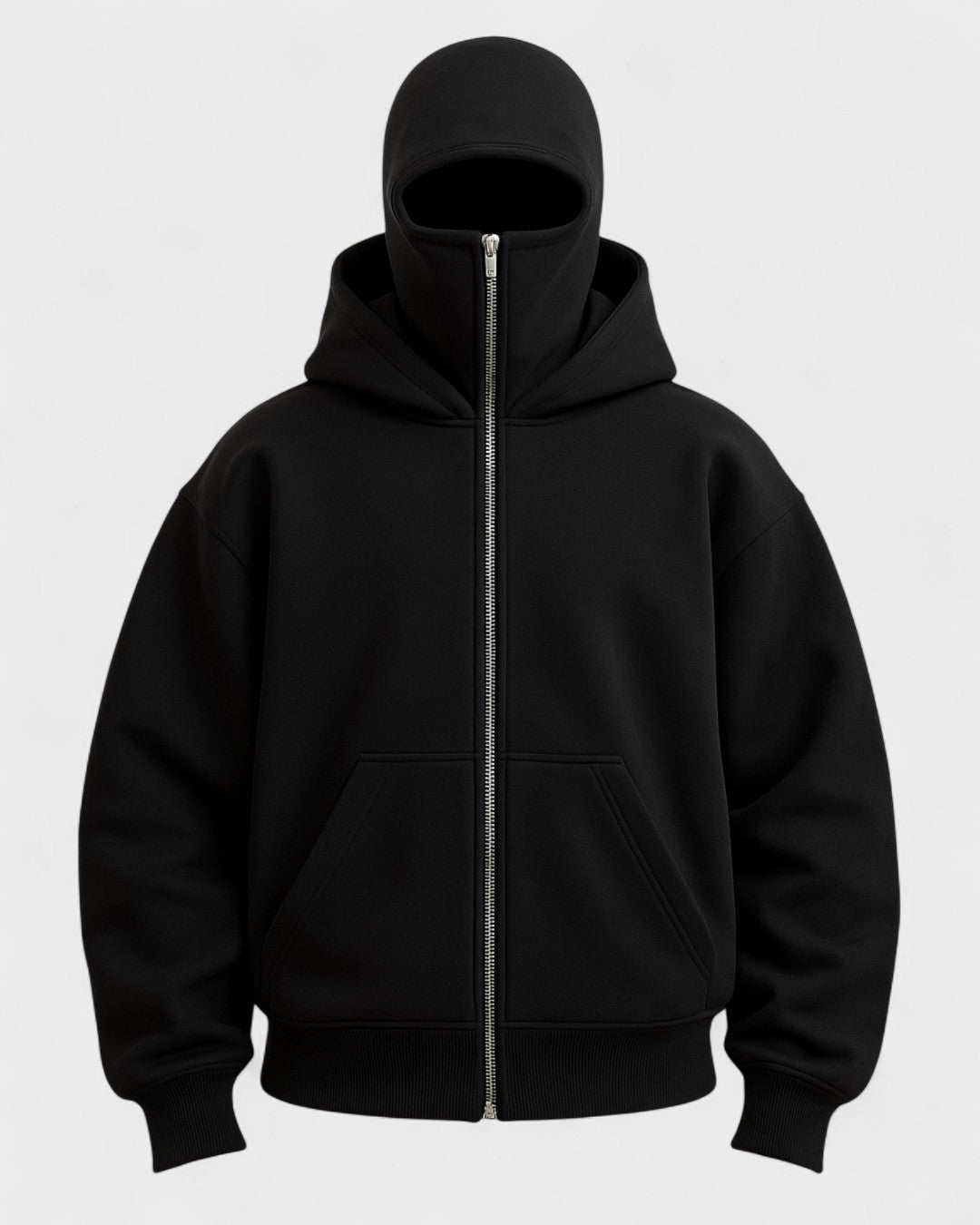 Moderne unisex fleece hættetrøje i sort med lynlås. Behagelig og alsidig til hverdagsbrug.