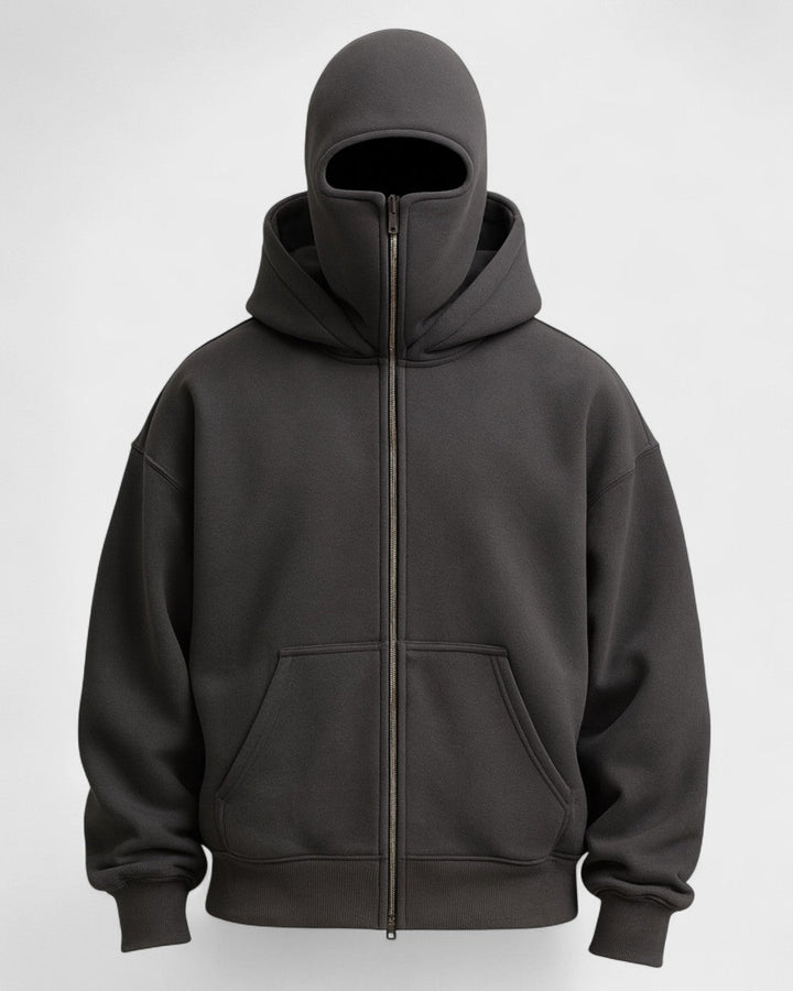 Blød hvid unisex hættetrøje af fleece med lynlås. Varmt, stilfuldt valg til casual overtøj.