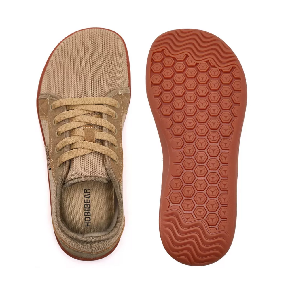 Sorte barfods sneakers til mænd med strikket overdel, bred tåboks og gummisål, perfekt til udendørs brug og daglig komfort.