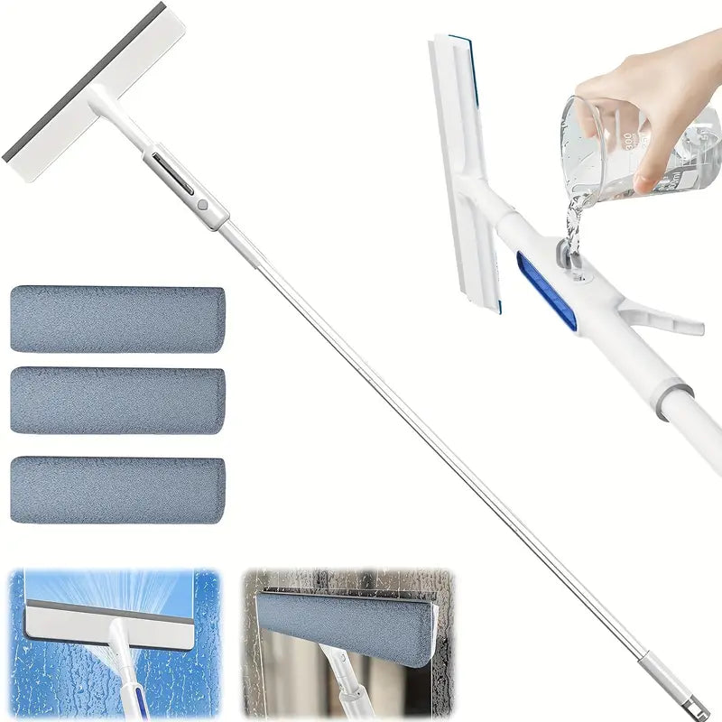 All-in-one SparkleGuard vinduesrens med spray, vasker og skraber for skinnende, rene vinduer.