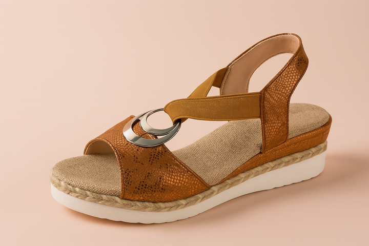 Elegante flatform plateausandaler til damer med komfortabel pasform og stilfuld ringdetalje.