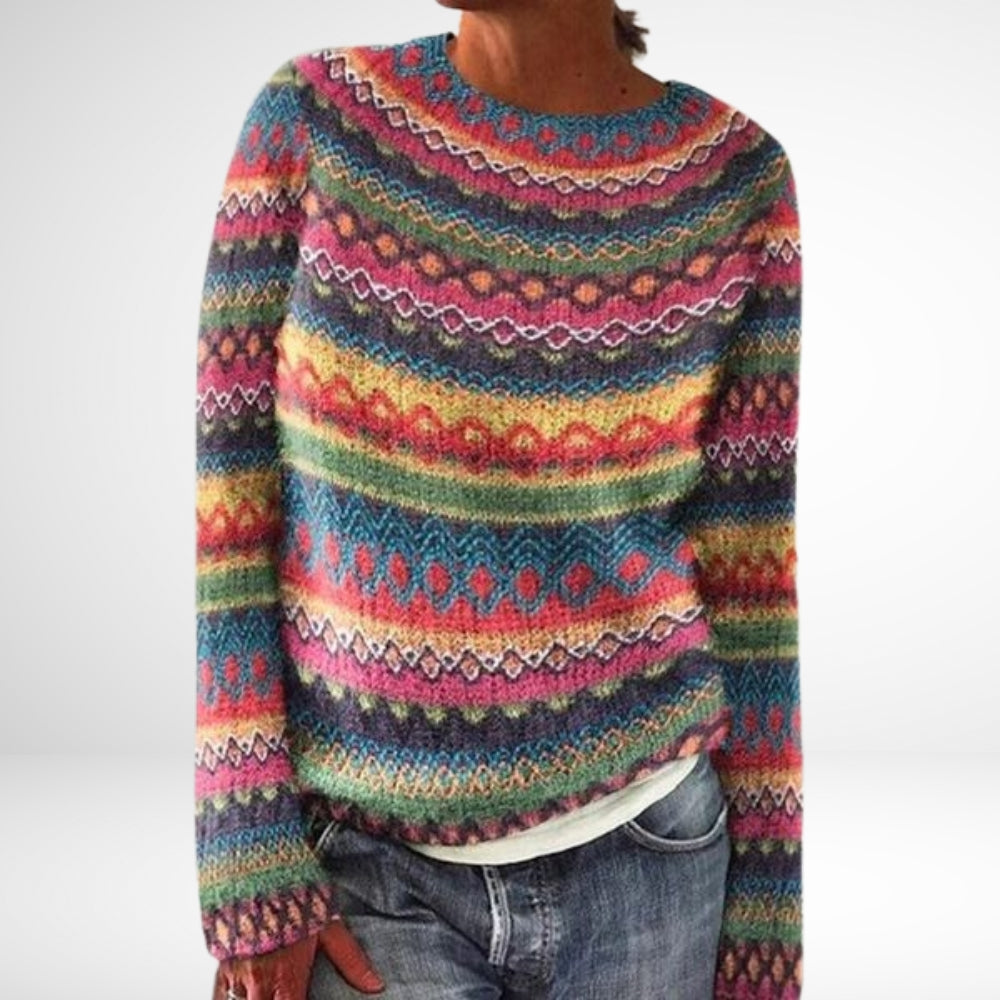 Stilfuld dame retro vintersweater i varm strik til kvinder, perfekt til hyggelig vintermode og komfort.