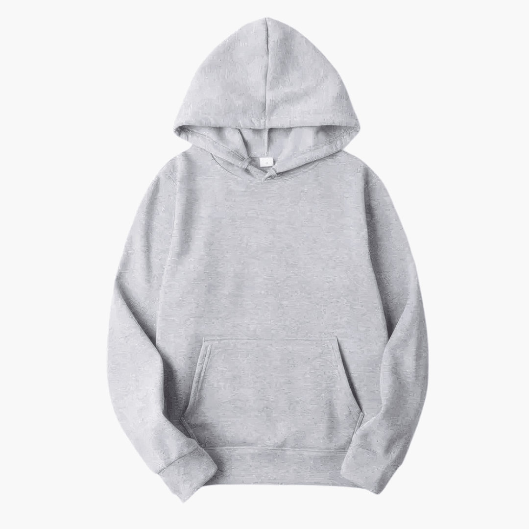 Nærbillede af det bløde, varme stof på denne komfortable herre sweatshirt med hætte.