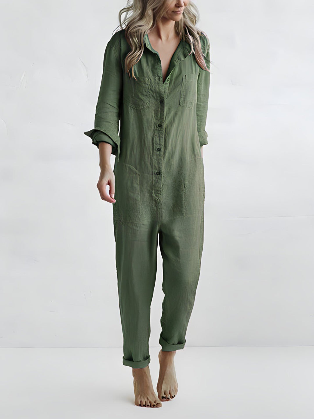 Moderne ensfarvet jumpsuit til kvinder. En stilfuld buksedragt, der passer perfekt til både hverdag og fest.