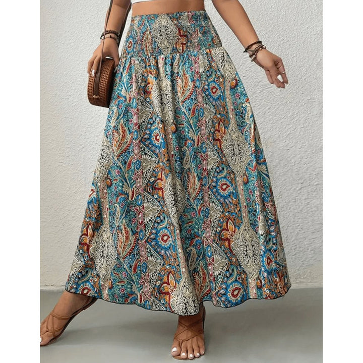 Farverig boheme maxi nederdel til kvinder, perfekt til sommerfest eller en afslappet, stilfuld dag.