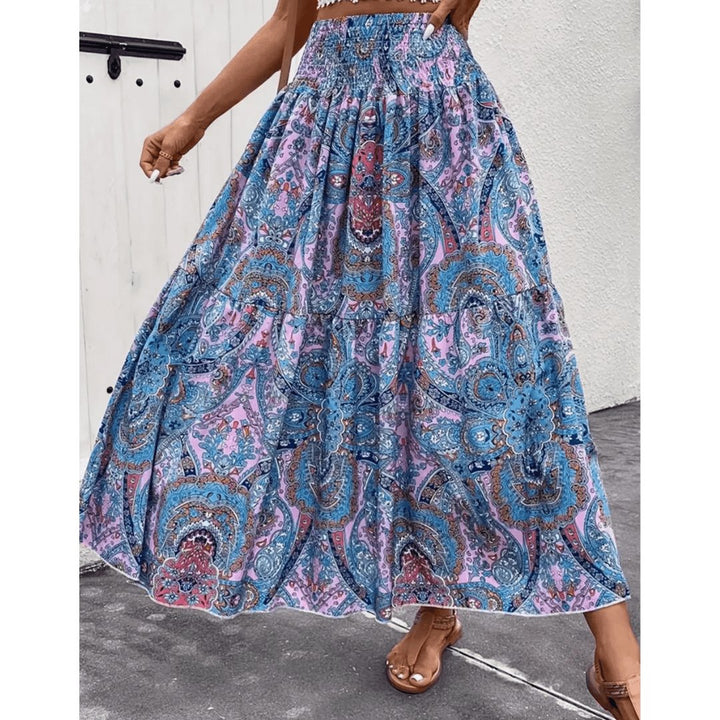 Afslappet boheme maxi nederdel til kvinder, perfekt til en luftig sommerstil ved strand eller fest.