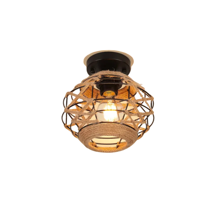 Stilfuld retro loftlampe i vintagedesign, der skaber hyggelig belysning og et varmt skær i hjemmet.