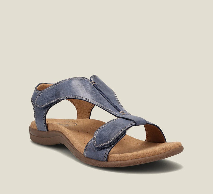 Nærbillede af kvalitetsmaterialet i disse slidstærke ortopædiske dame sandaler, designet til komfort.