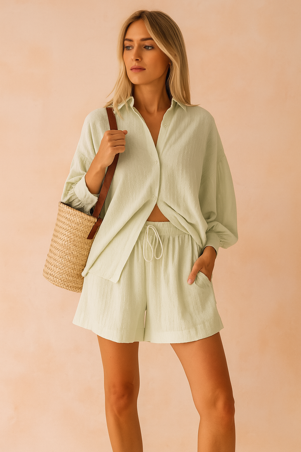 Casual damebluse og croptop sæt, ideelt til afslappede dage. Perfekt forår- og sommermode til kvinder.