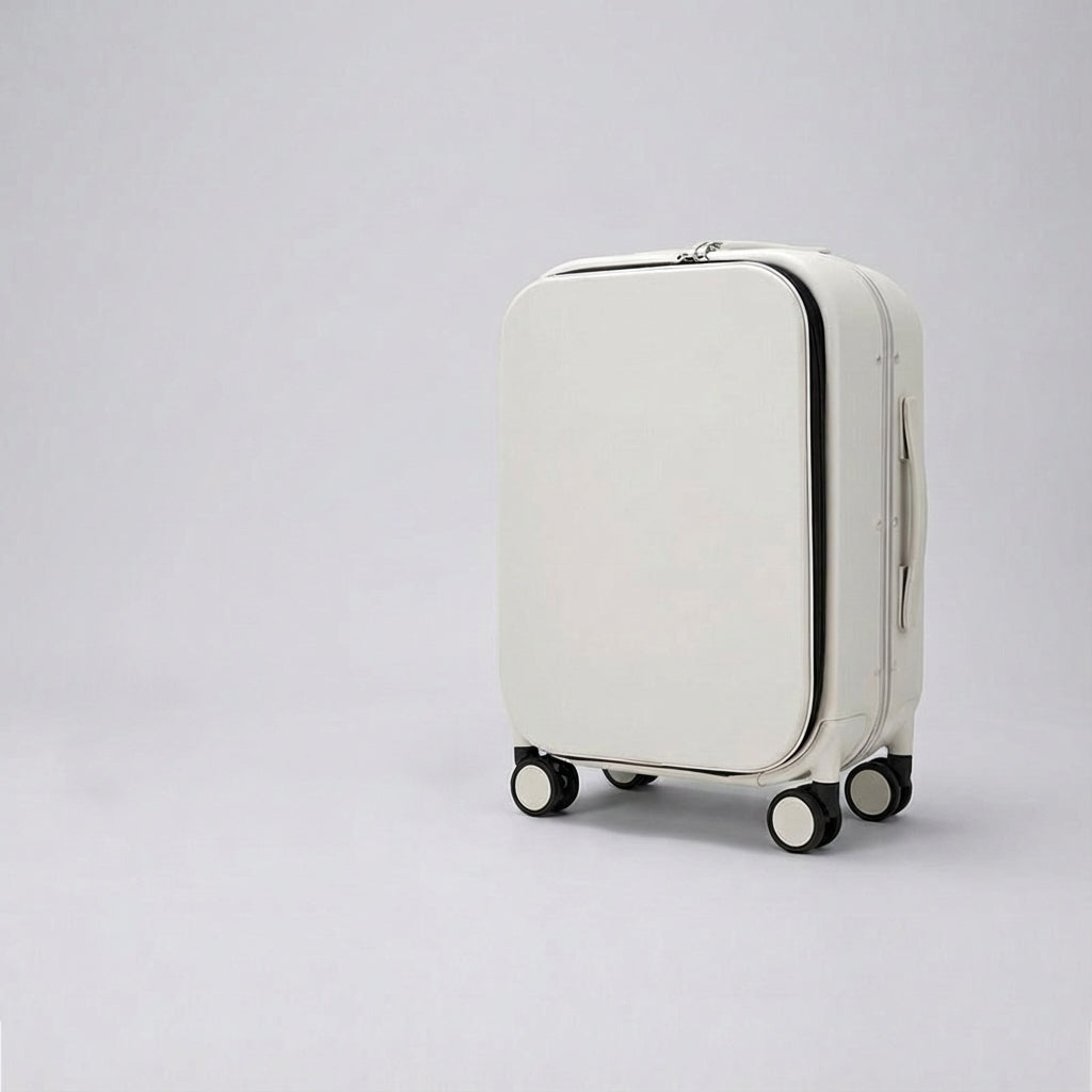 Robust hardcase kuffert til rejser. Med lydsvage hjul og frontadgang, nem at navigere og pakke til ferien.