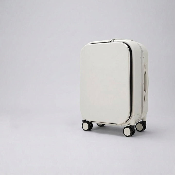 Robust hardcase kuffert til rejser. Med lydsvage hjul og frontadgang, nem at navigere og pakke til ferien.