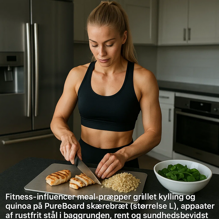 Nærbillede af ridsefast titanium skærebræt. BPA-frit køkkenudstyr for optimal hygiejne.