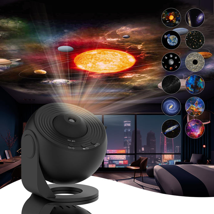 Planetarium natlys til hjemmet med 12 stjerne- & galakseprojektioner for afslapning & stemningsfuld hygge.
