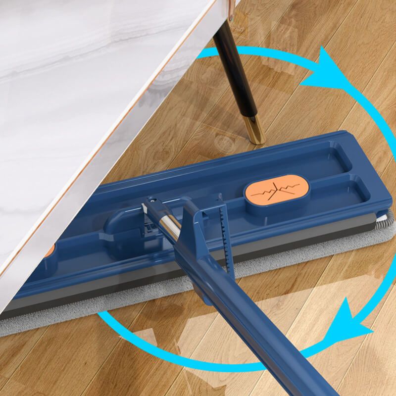Komplet sæt med stor fladmoppe og drejehoved, klar til effektiv gulvrengøring.