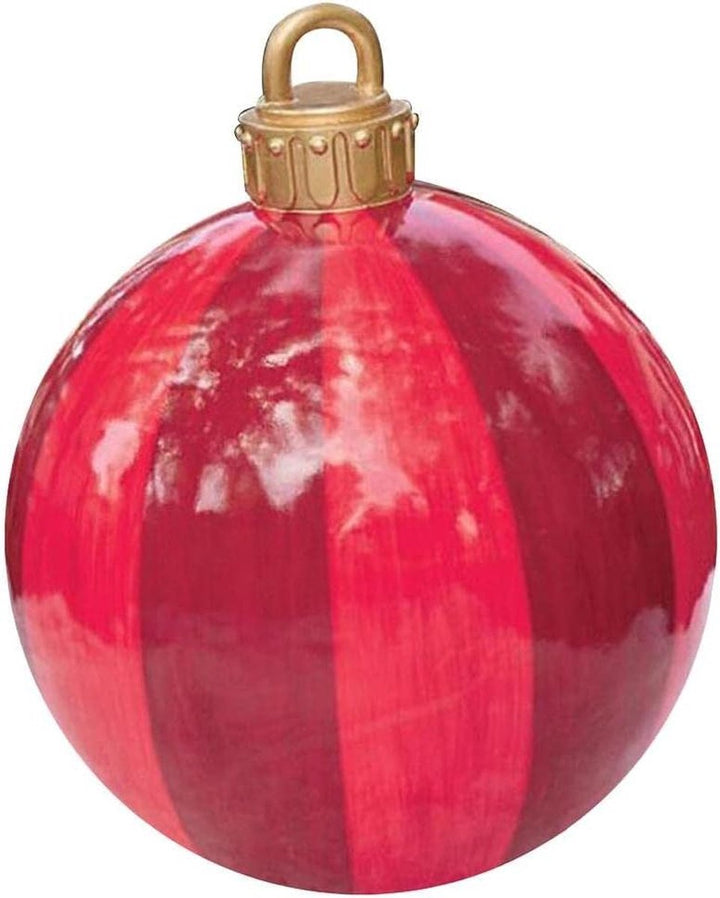 Stor oppustelig julekugle med glittereffekt, ekstra festlig udendørs julepynt.