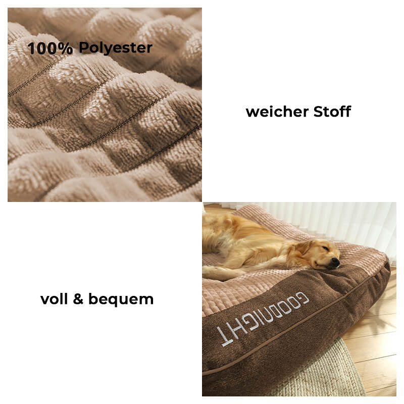 Ergonomisk hundeseng med nakkestøtte. Designet til at støtte store hunde og give bedre søvn og velvære.
