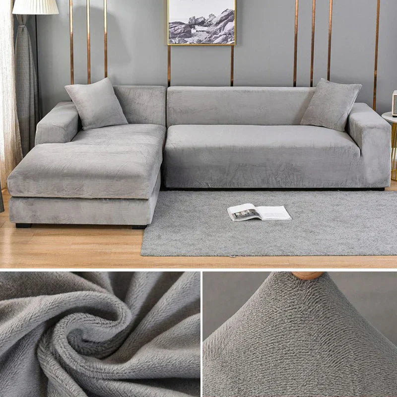 Strækbart sofabetræk i grå, beskytter elegant din sofa og fornyer stuen med et friskt look.