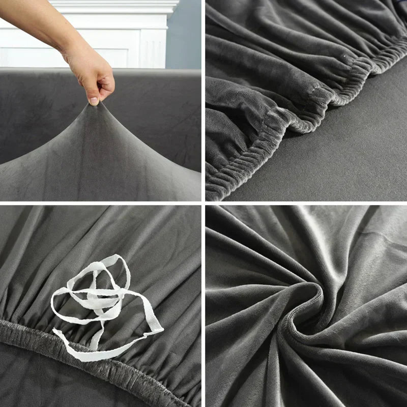 Blødt og strækbart møbelovertræk i rød, nemt at montere for hurtig modernisering af din sofa.