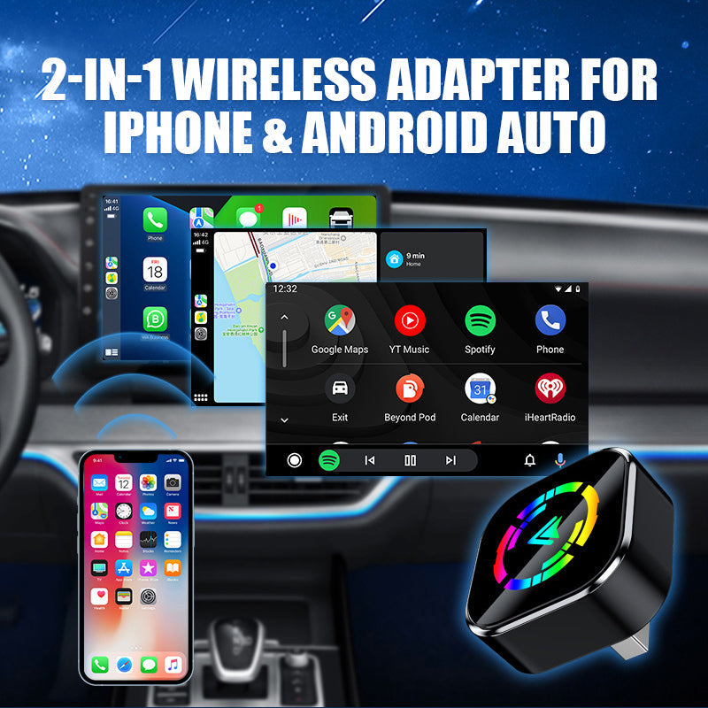 StreamRide trådløs adapter til bil. Gør din køreoplevelse smartere med trådløs CarPlay & Android Auto.