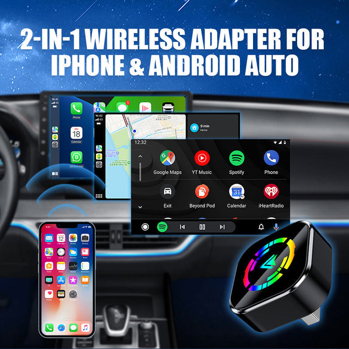 StreamRide trådløs adapter til bil. Gør din køreoplevelse smartere med trådløs CarPlay & Android Auto.