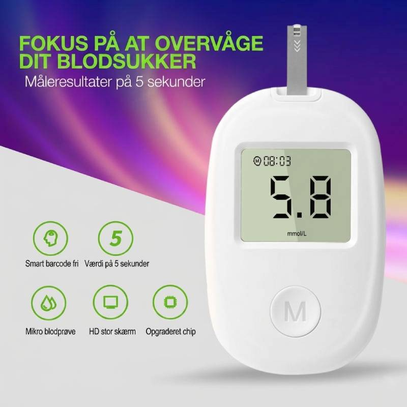 Pulsoximeter fra sættet måler SpO₂ og puls. Optimal til daglig sundhedsovervågning.