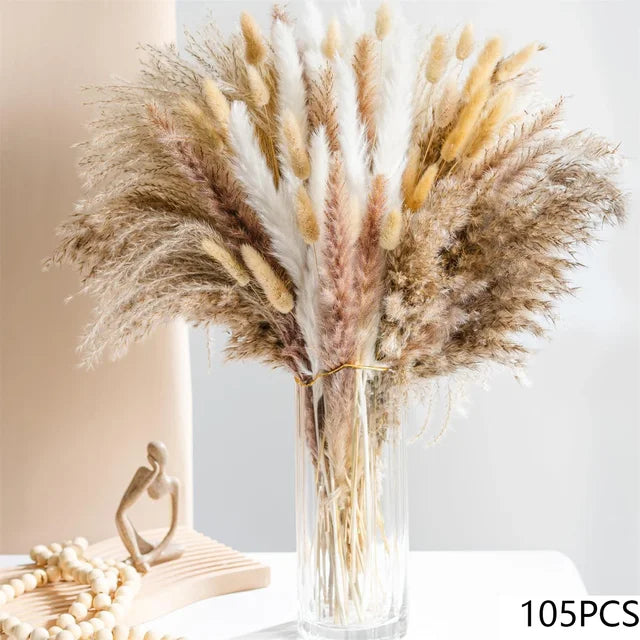Vedligeholdelsesfri tørret blomsterbuket for en tidløs boho indretning. Naturlig og langtidsholdbar.