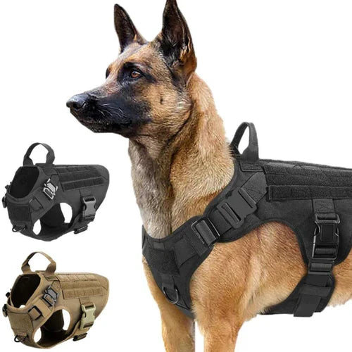 Taktisk hundevest sort, no-pull D-ring, justerbar hundesele til træning og gåture. Komfortabel og stærk hundetilbehør.