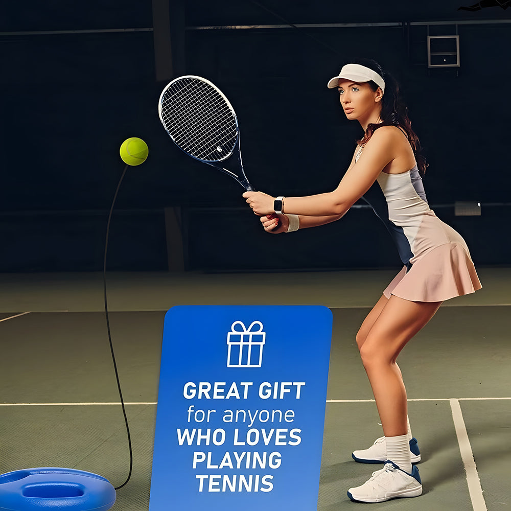 Solo tennis træner forbedrer svinget. Ideel til effektiv træning uden partner. Inkluderer tennisbolde.