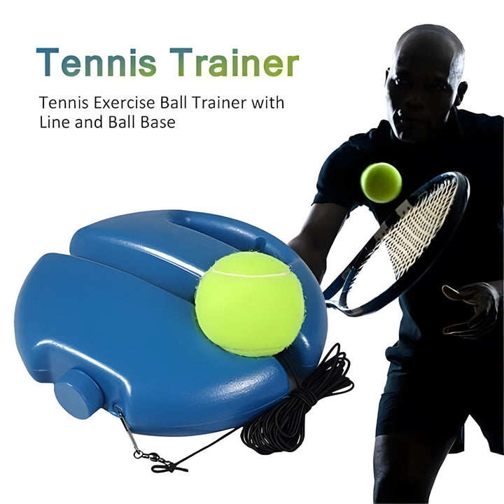 Holdbart tennis træner sæt med stabil base og elastisk snor for uendelig solo boldspil. Perfekt udstyr.