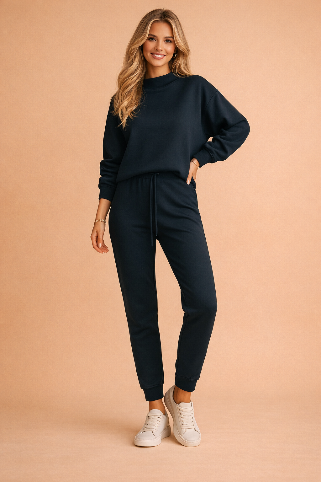 Stilfuldt Tessa fritidssæt med sweatshirt og matchende bukser til kvinder.