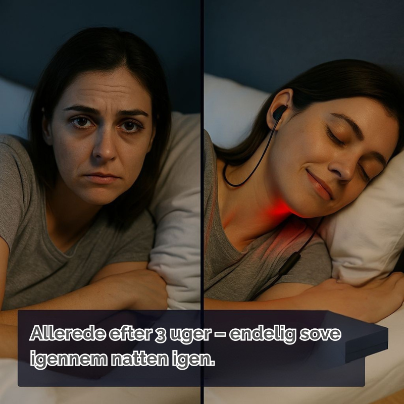 Ergonomisk tinnitusapparat med rødlysterapi for komfortabel og effektiv lindring af øresusen.