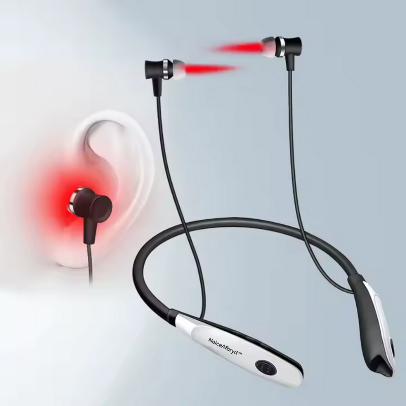 Kompakt apparat med rødlysterapi, specielt designet til at lindre øresusen og tinnitus.
