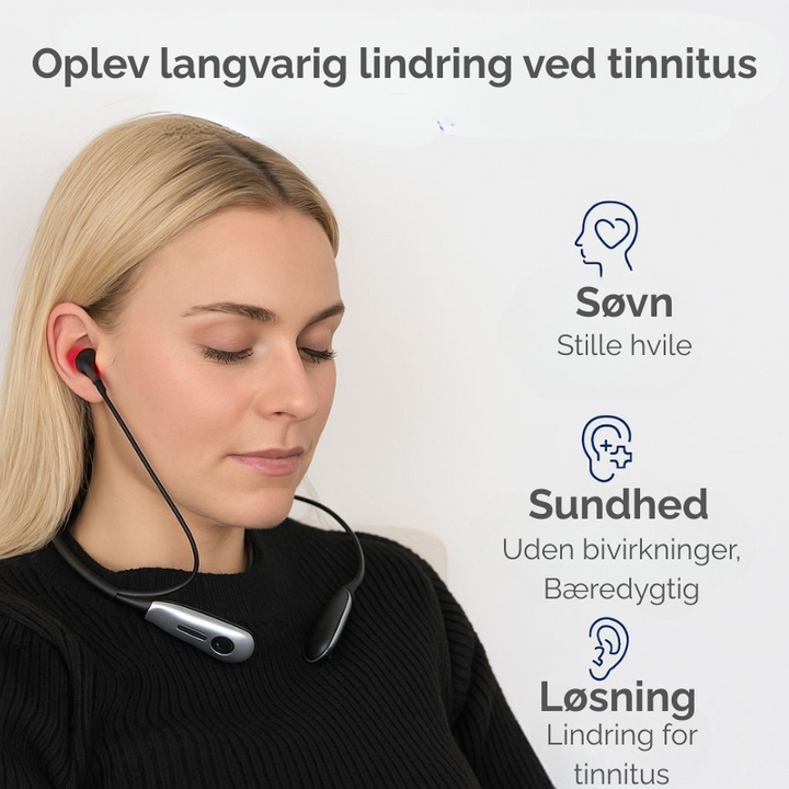 Moderne terapiudstyr mod tinnitus; reducerer øresusen og forbedrer hørelsen med rødlys.