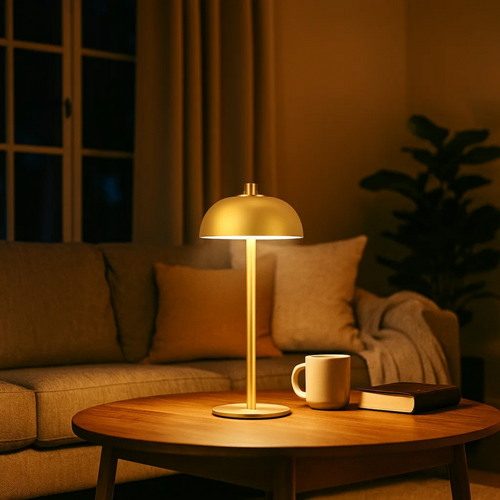 Genopladelig LED bordlampe med touch-funktion og justerbart stemningslys for optimal belysning.