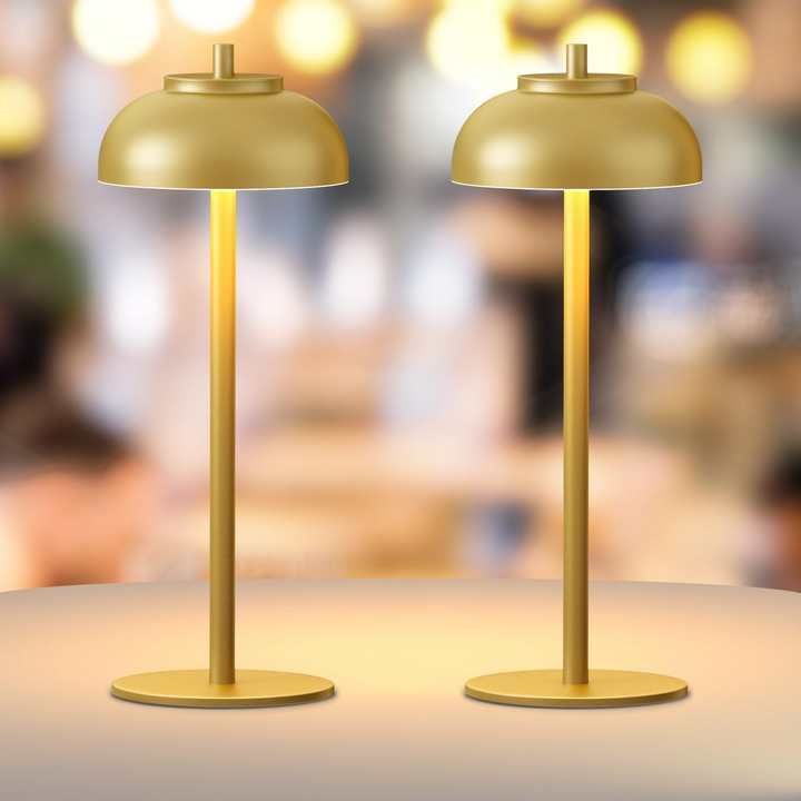 Touch-styret trådløs bordlampe med energieffektiv LED og dæmpbart stemningslys.