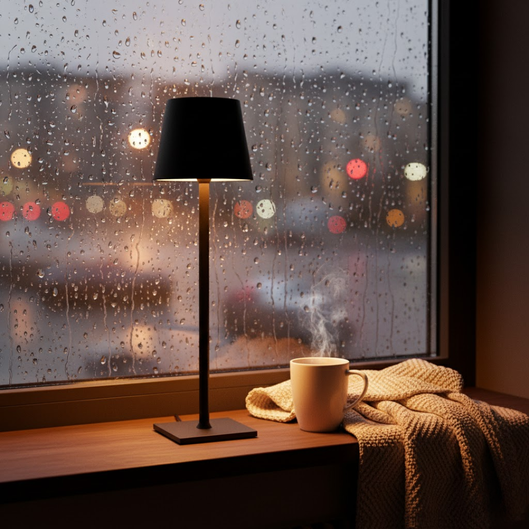 Indendørs LED bordlampe, perfekt som stemningslys i stuen.