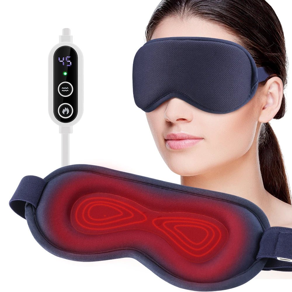 Unisex trådløs opvarmet øjenmassager med vibration. Perfekt mod trætte øjne, stresslindring og dyb afslapning.