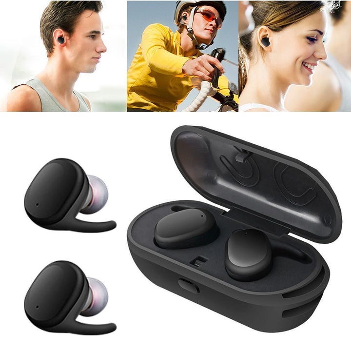 Komfortable trådløse in-ear høretelefoner med klar lyd, perfekt til musik og opkald, i elegant sort.