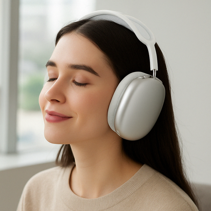 Trådløse over-ear Bluetooth hovedtelefoner med lang batterilevetid og indbygget mikrofon til opkald.