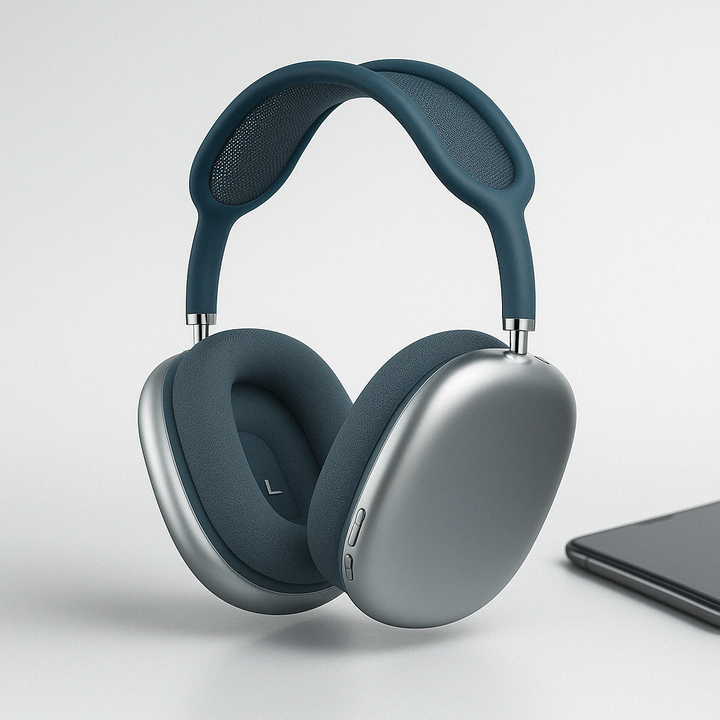 En person nyder musik med komfortable trådløse over-ear ANC hovedtelefoner i et stille miljø.