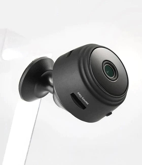 "Trådløst HD-bakkamera, sort og kompakt med 32GB SD-kort, infrarøde LED'er og magnetisk montering, perfekt til biler."